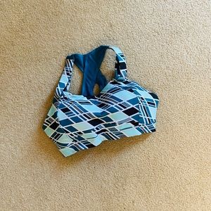 Brooks Juno Multicolor Blue Racerback Bra Size 32F